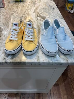 Ladies Van’s Blue Slip on Tommy Hilfiger Yellow Canvas Sneakers - Lace Up
